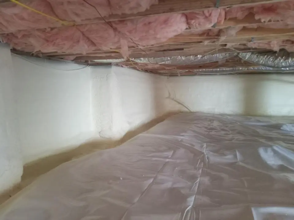 Crawl space encapsulation with closed-cell spray foam for Storm Damage Roof Repair in Waldorf